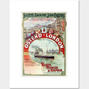 Ostend - London Belgium Vintage Poster 1900 Posters and Art